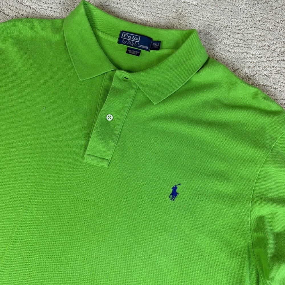 Men's Polo Ralph Lauren 2XLT Lime Green Cotton Polo Shirt